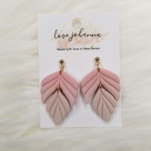 HANDMADE gradient pink polymer clay DANGLE EARRINGS